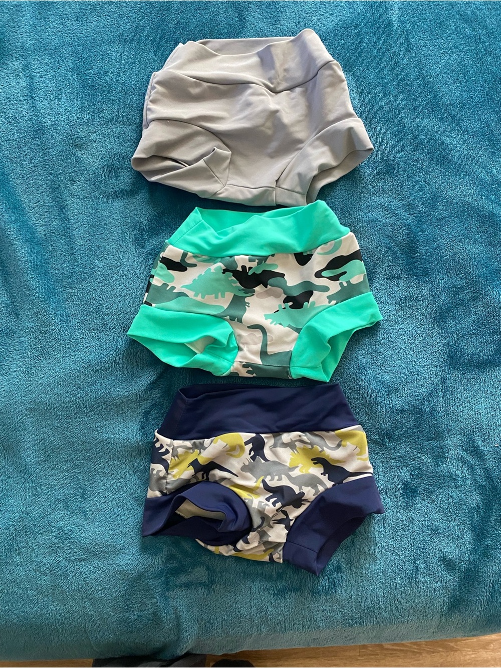 Kids Swim Diaper Cover - Gray, Teal Camo & Navy Dino Set 12-24 months